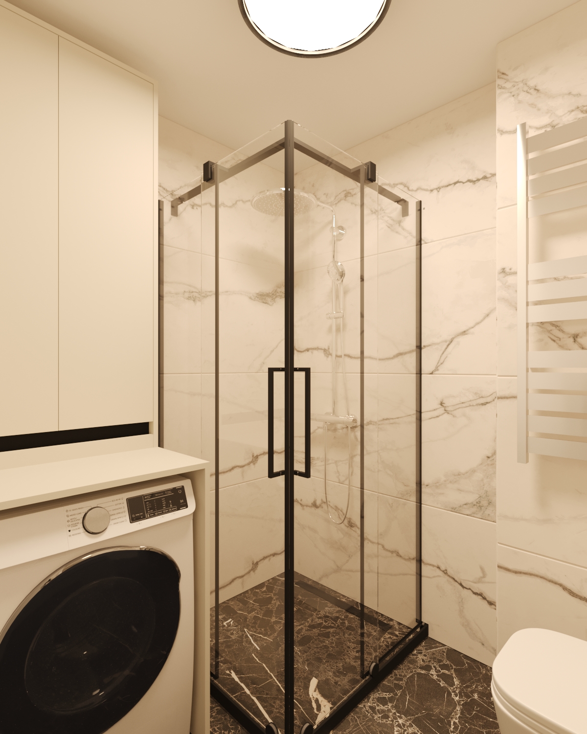 Modern Suya Dayanıklı Lake Banyo Dolabı ve Duşakabin 3D Tasarımı